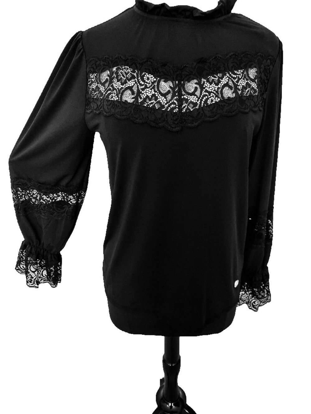 Adrienne Vittadini high-neck lace-detailed blouse SZ M Polyester